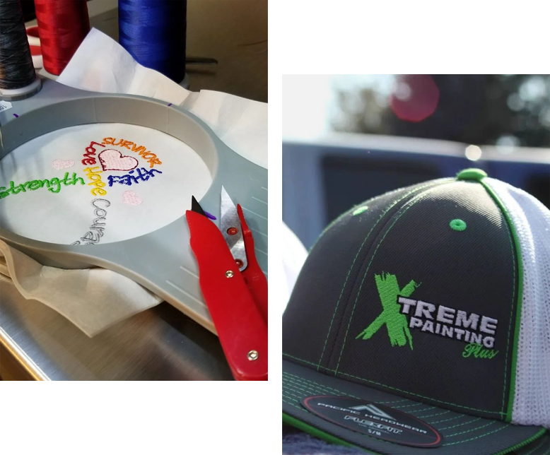 A close up of some hats and scissors
